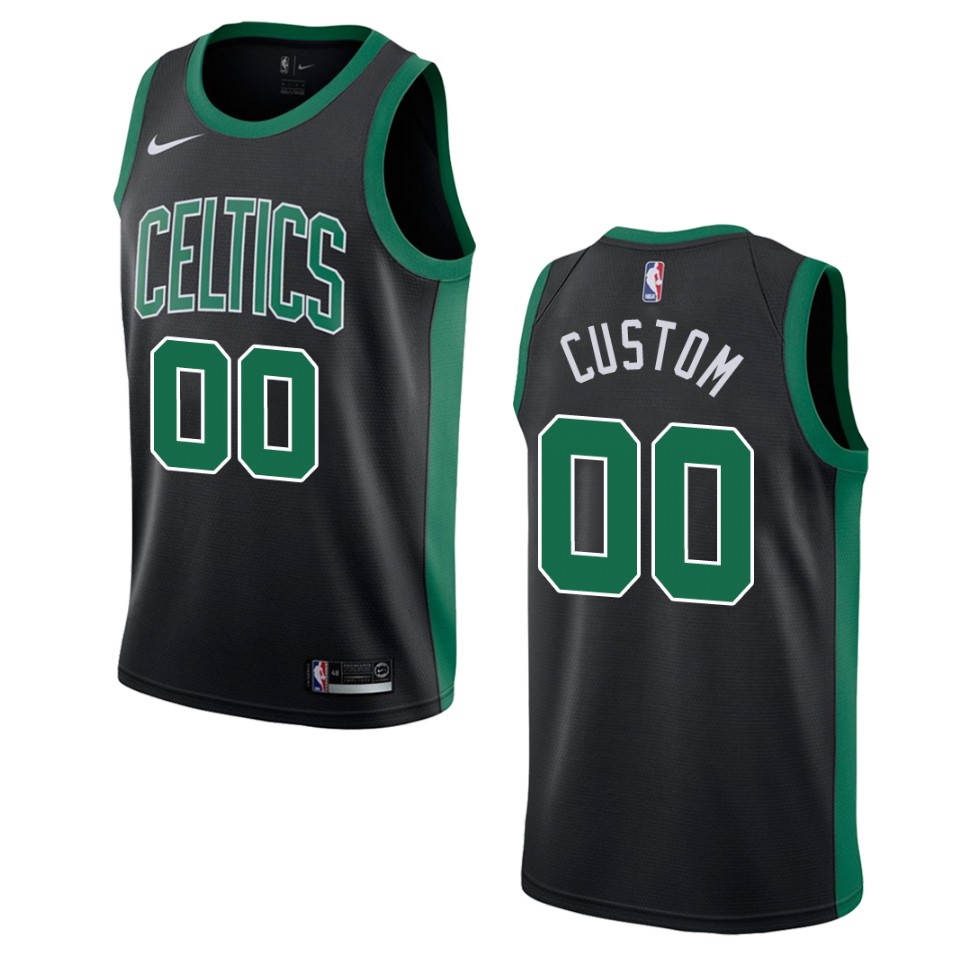 Men's Boston Celtics Custom #00 Swingman Statement Black Jersey 2401CFPB